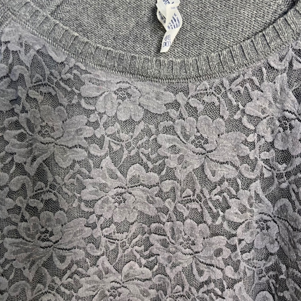 Aeropostale Womens Grey Lace Front Raglan Sleeve Sweater Size Extra‎ Large - Picture 5 of 8